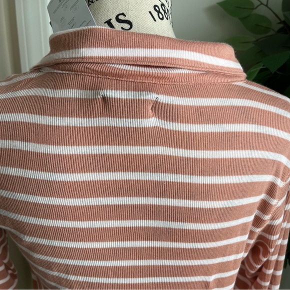 J. Crew Ribbed Polo T-Shirt in Stripe Pink Sz M - Picture 12 of 15